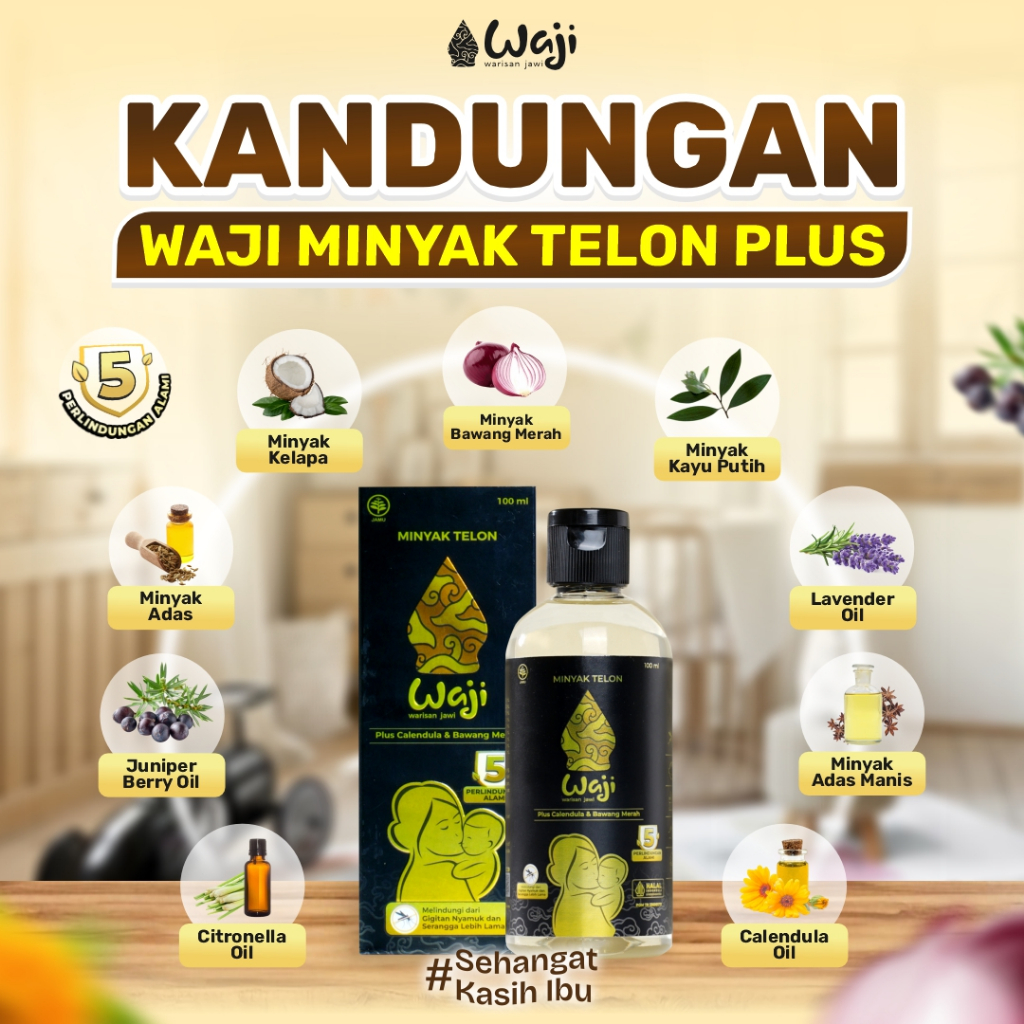 WAJI Minyak Telon Plus Bayi Anti Nyamuk Lavender Calendula Meredakan Ruam Gatal & Kembung Bayi Anti-Iritasi Herbal Alami Penghangat Tubuh Bayi - Gambar 3