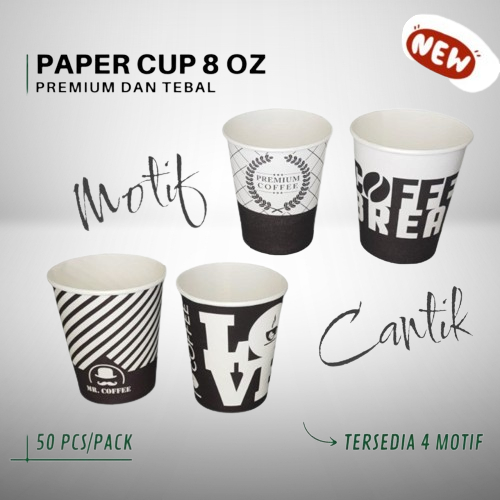 Papercup 8oz Motif Coffee Break Paper Cup Glass Coffee 1 Pack contains ...