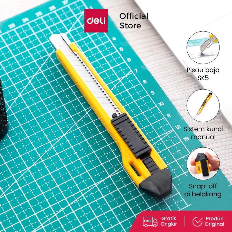 Deli Cutter dengan pisau baja SK5  sistem kunci manual untuk penggunaan yang aman E2031