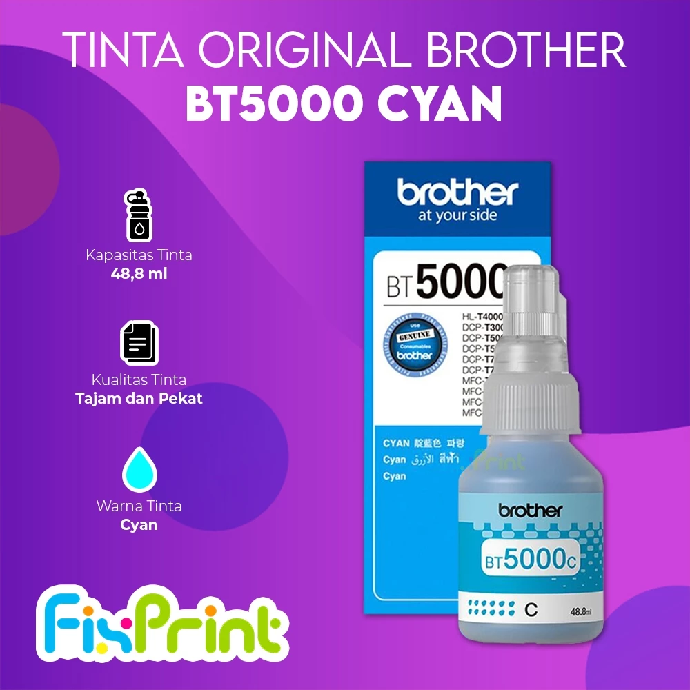 FixPrint Tinta Brother Brother D60bk D60 BT5000 DCP-T220 T220 T420W T720DW T820DW T920DW Original - Gambar 2