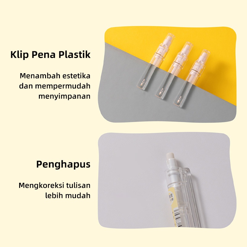 Deli Pensil Mekanik / Mechanical Pencil Transparan 0.5mm 0.7mm Klip Pena dan Penghapus SH12 - Gambar 4