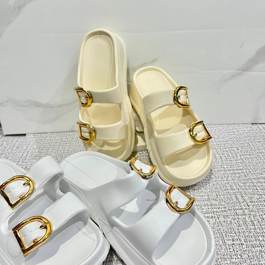 ⭐Dreamyhouse⭐ Sendal Wanita Wedges Karet Sandal Korean Style Jelly Strap Dua Bahan Tebal 518 - Gambar 3