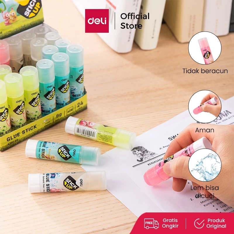 Deli Lem Stick Super Kuat PVP, Cepat Kering, Tidak Beracun, Dapat Dicuci