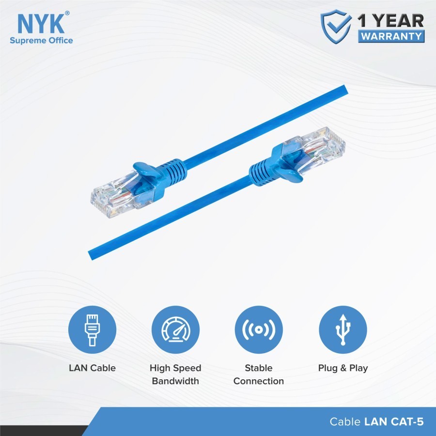 NYK Supreme Kabel LAN Cat5 / Cat5e / Cat 5 RJ45 Ethernet Network Cable - Gambar 3