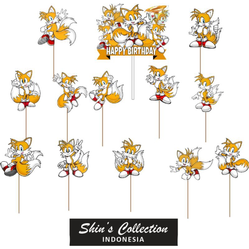 Cake topper Tails solo Sonic cartoon contents 13 pcs | Shopee Singapore
