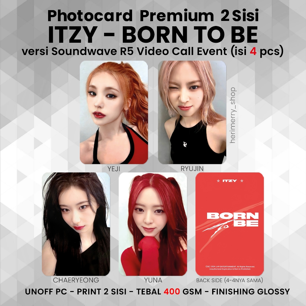 4 PCS) ITZY BORN TO Photocard Be - Premium 2-Sided PC Photocard