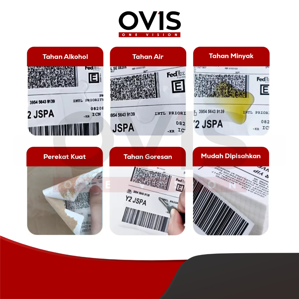Label Stiker Resi Thermal Direct 100x150 mm OVIS Sticker Paper Kertas A6 10x15 cm Roll Lipat - Gambar 2