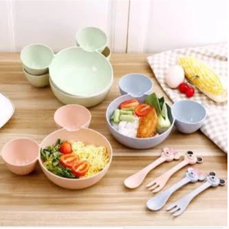 Dreamyhouse SET ISI 4PCS Mangkok Mickey Bahan Jerami Mangkuk Mickey Mouse Mangkok Makan Sup - Gambar 2