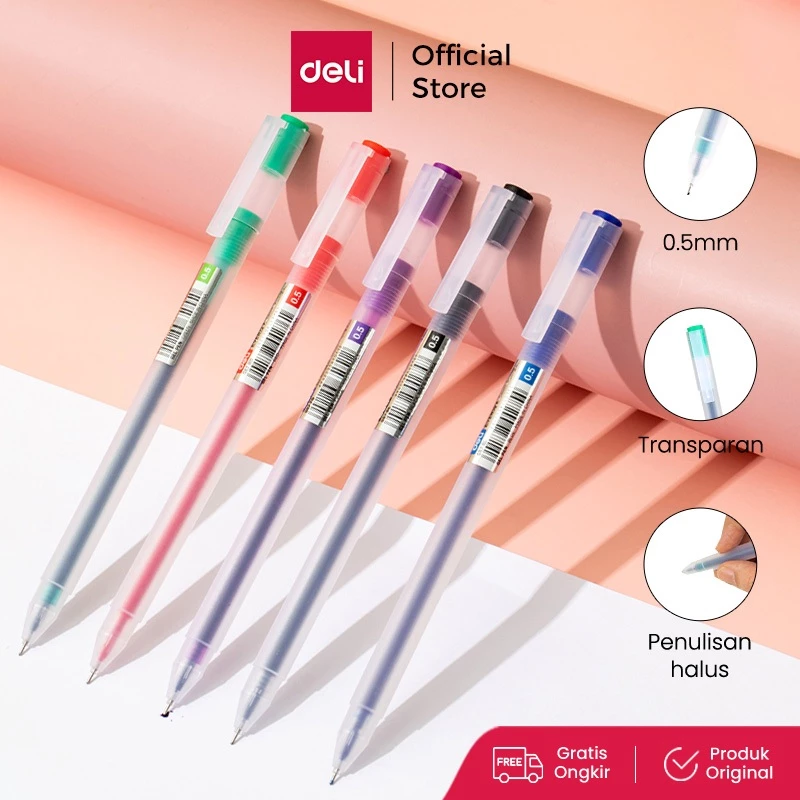 Deli Gel Pen / Pulpen Gel 0.5mm Kapasitas Tinta 800 Meter Penulisan Halus EG67 1 pcs