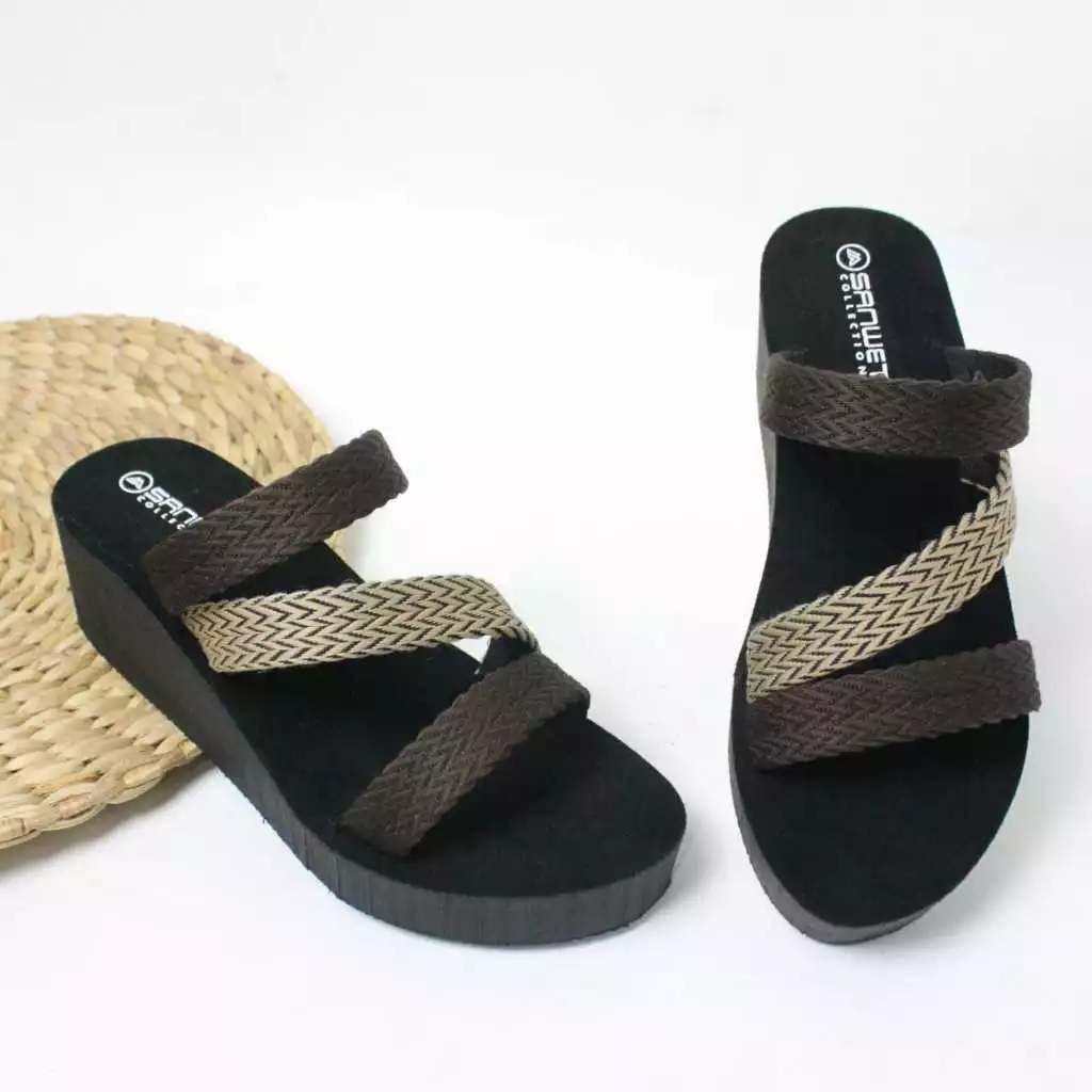 Sandal Wedges Wanita Dewasa Selop Rajut Turki Notice Terbaru - Gambar 4