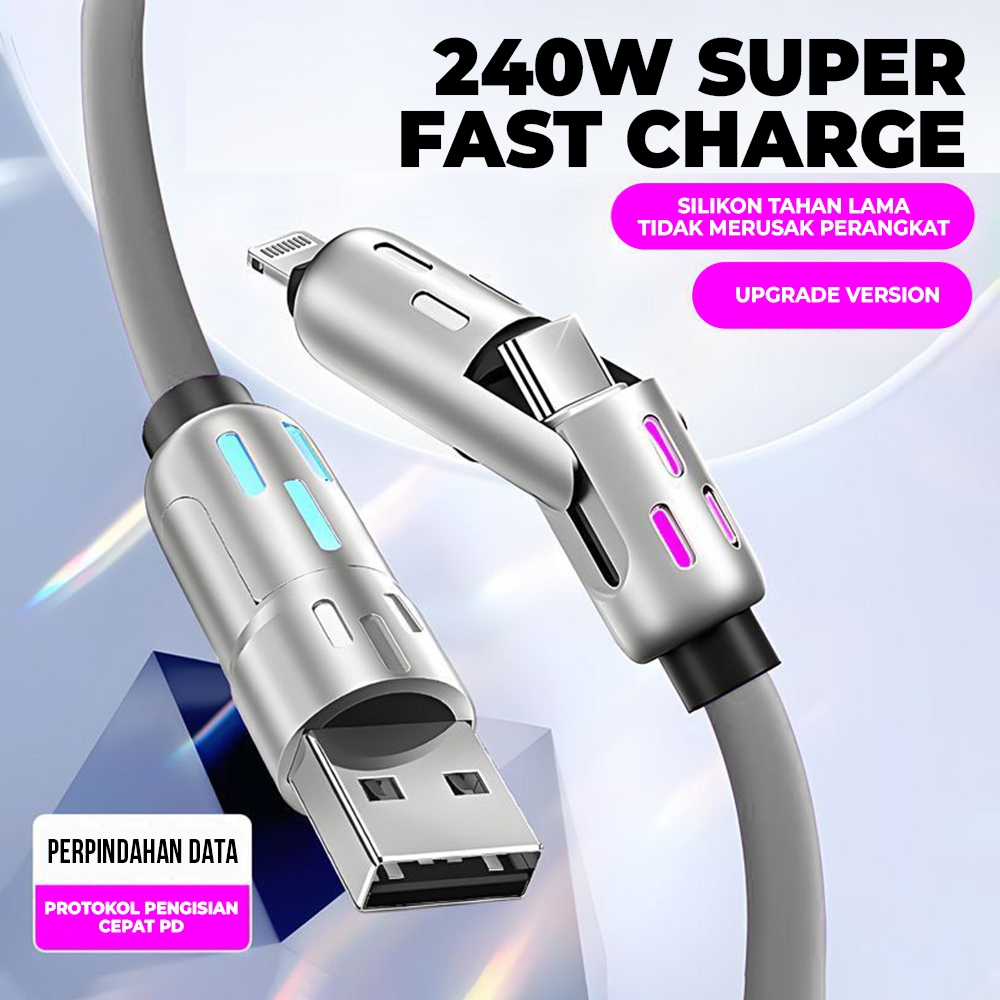 Matei COD Kabel Data Kabel USB 4 in 1 Fast Charging Micro Type C Lightning iphone USB Type C to Type C Iphone Lightning