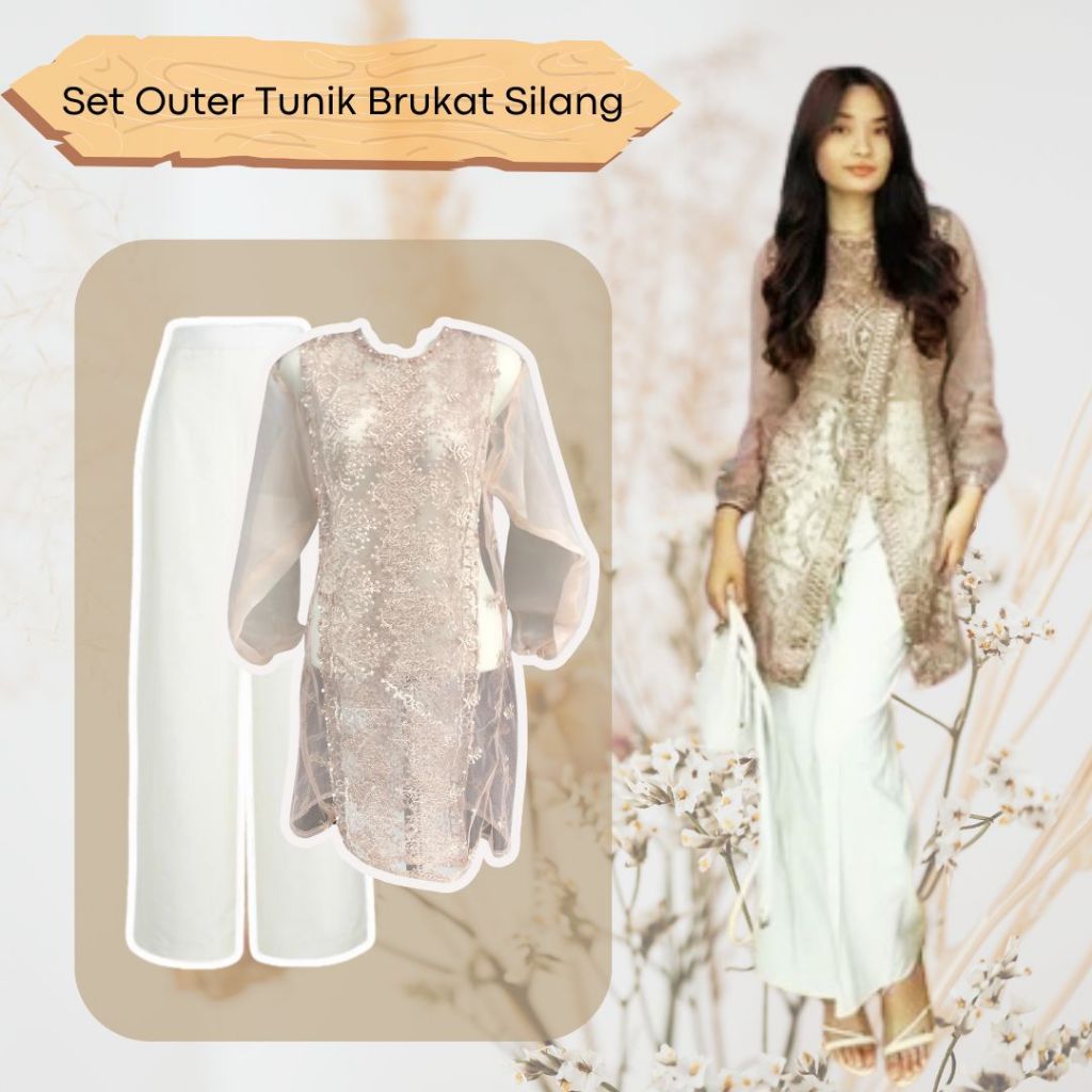 Ethnic Lace Cross Tunic Outer Set with Full Sequins for Eid ...