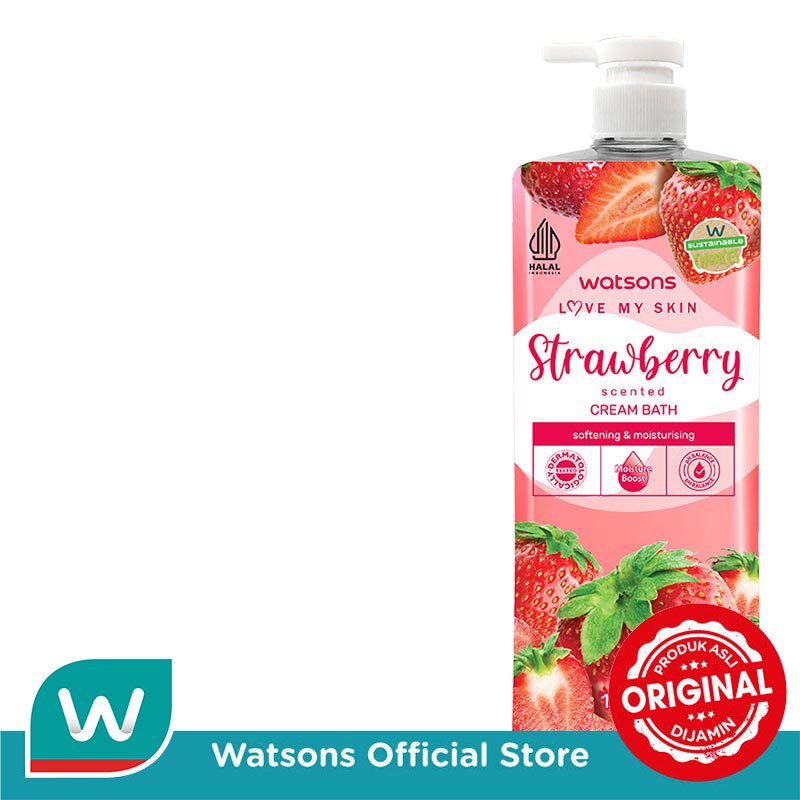 Watsons Strawberry Scented Cream Bath 1000ml - Gambar 3