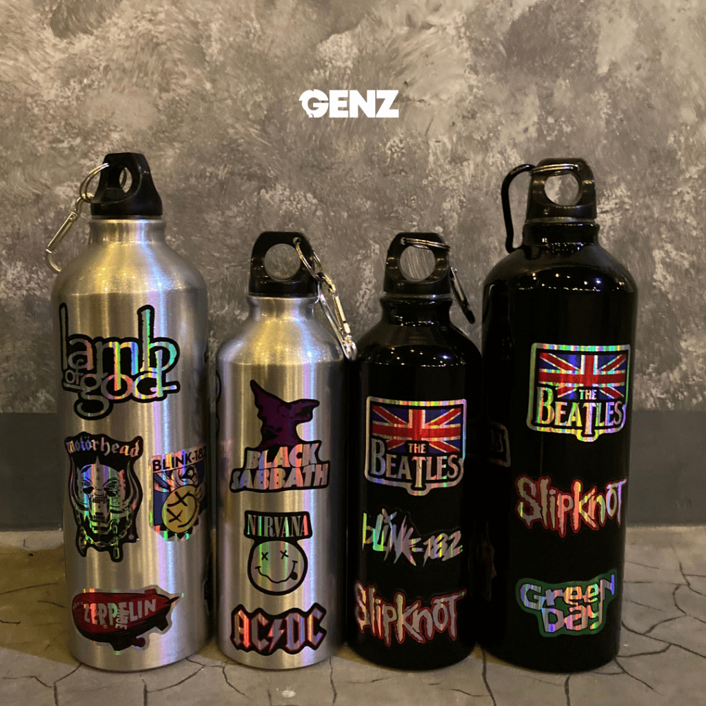 Botol CARABINER Stainless Steel Sports Water Bottle Tumbler Minum Olahraga 500ml & 750ml Stiker Band