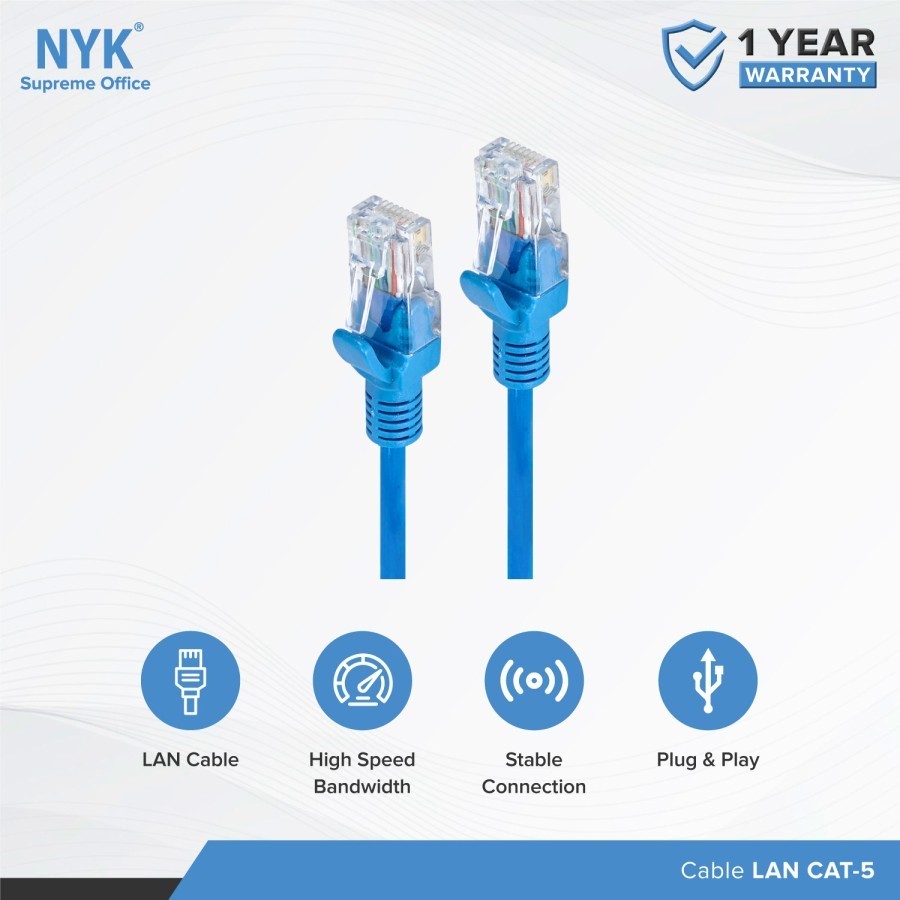 NYK Supreme Kabel LAN Cat5 / Cat5e / Cat 5 RJ45 Ethernet Network Cable - Gambar 2