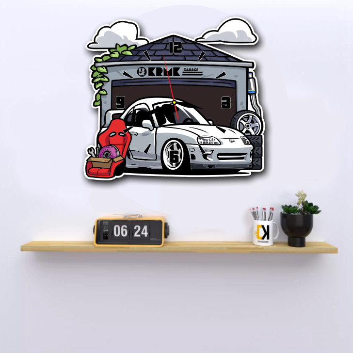 Gilan Aesthetic Led Wall Clock TOYOTA SUPRA MK4 WHITE JDM LEGEND ...