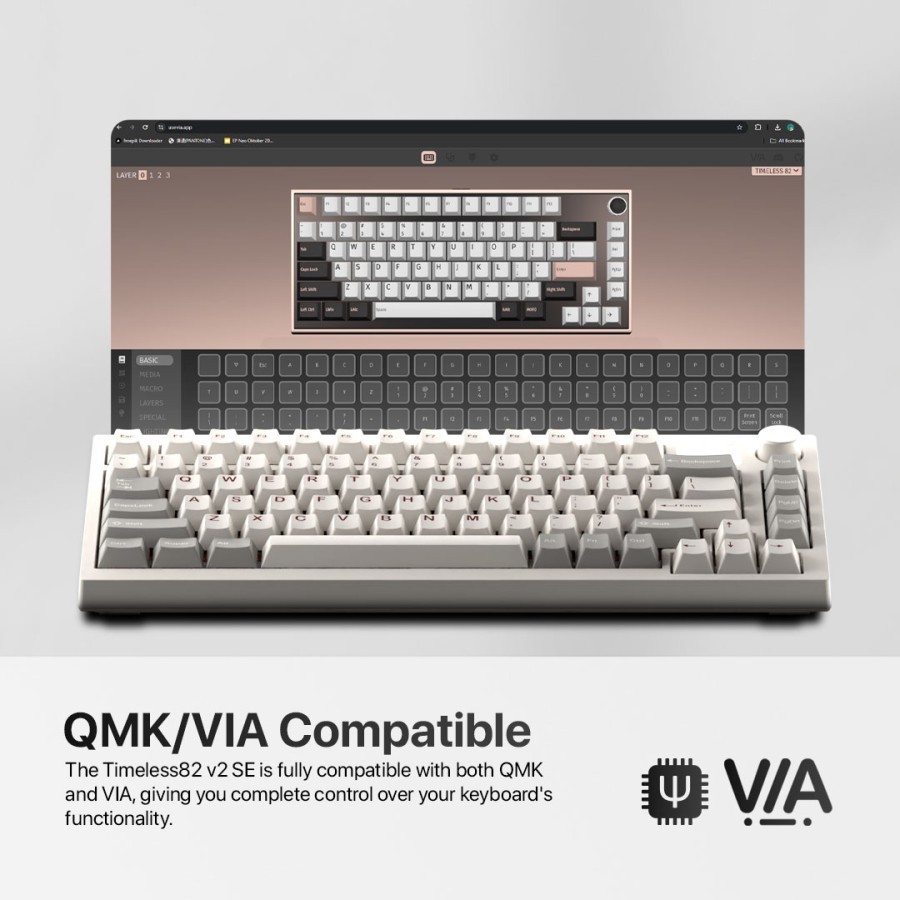 Noir Timeless82 V2 SE / Timeless 82 Wireless Mechanical Gaming Keyboard OLED TFT QMK/VIA - Gambar 4
