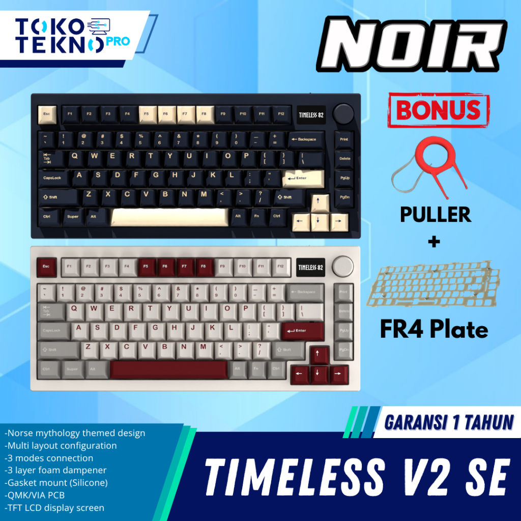 Noir Timeless82 V2 SE / Timeless 82 Wireless Mechanical Gaming Keyboard OLED TFT QMK/VIA