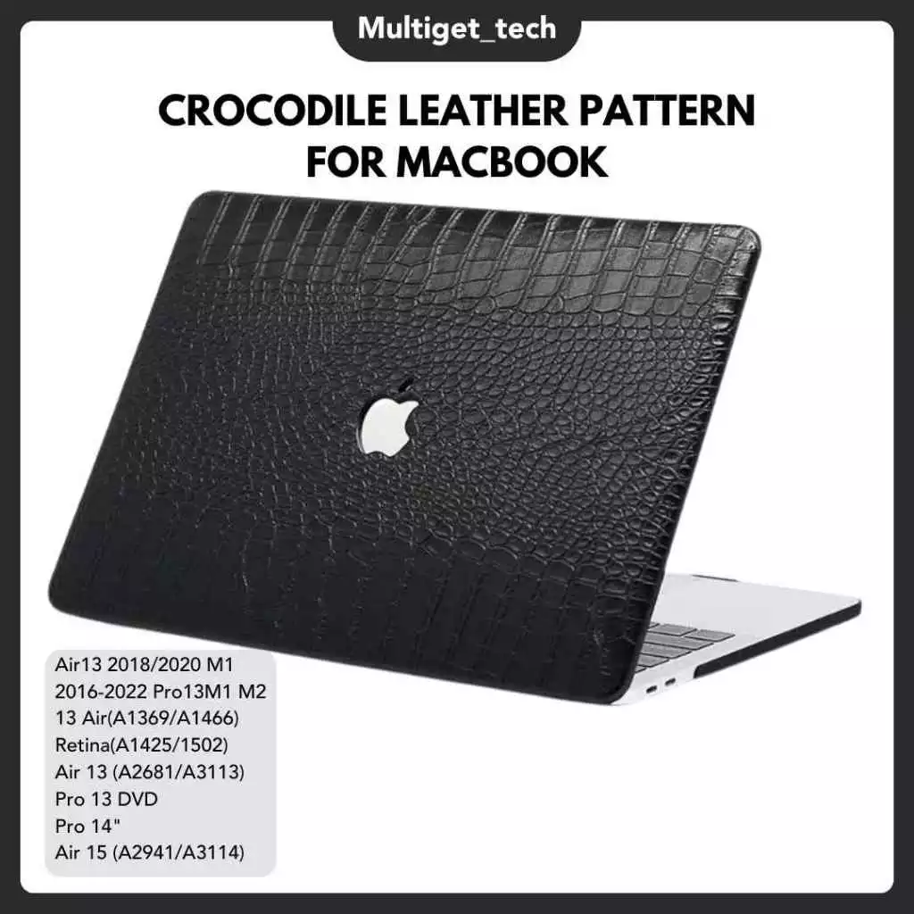 Hard Case MacBook Air M4 M1 M2 Pro 13 Inc Retina Casing Premium Crocodile Leather Pattern