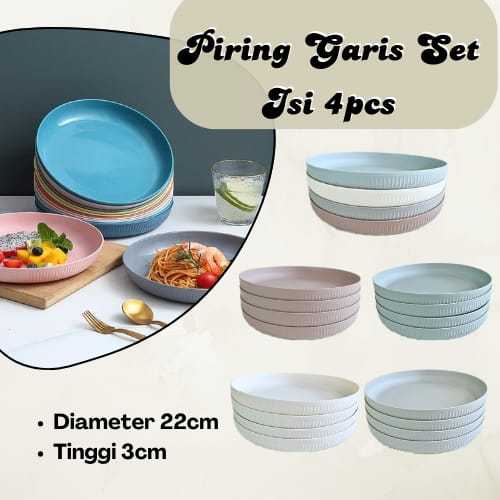 Dreamyhouse SET ISI 4PC Piring Makan Plastik 22cm Jerami Gandum Wheat Straw/Piring Saji Makan