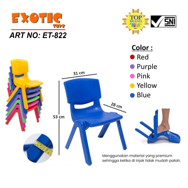 Kursi Anak Kursi meja belajar playground Exotic ET 822 Super kuat bisa kuat BB dewasa anti patah - Gambar 3