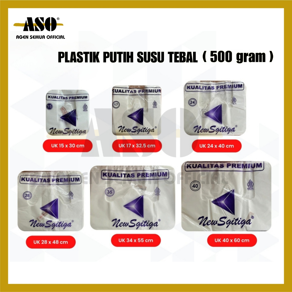KANTONG PLASTIK SEGITIGA HD PREMIUM TEBAL MERAH PUTIH SUSU PROMO !!! - Gambar 2
