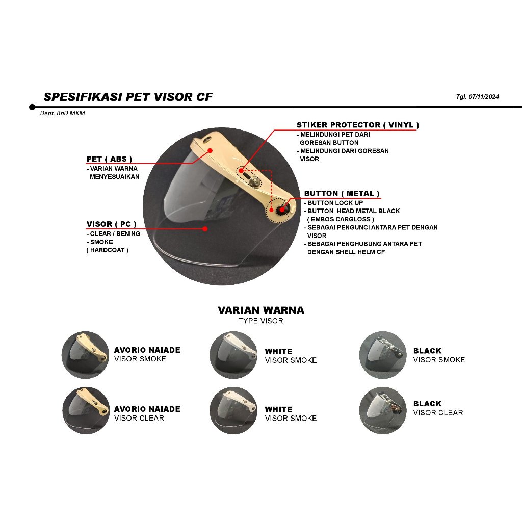 Cargloss Visor CFM - Kaca Helm Flat Light Smoke - Gambar 4