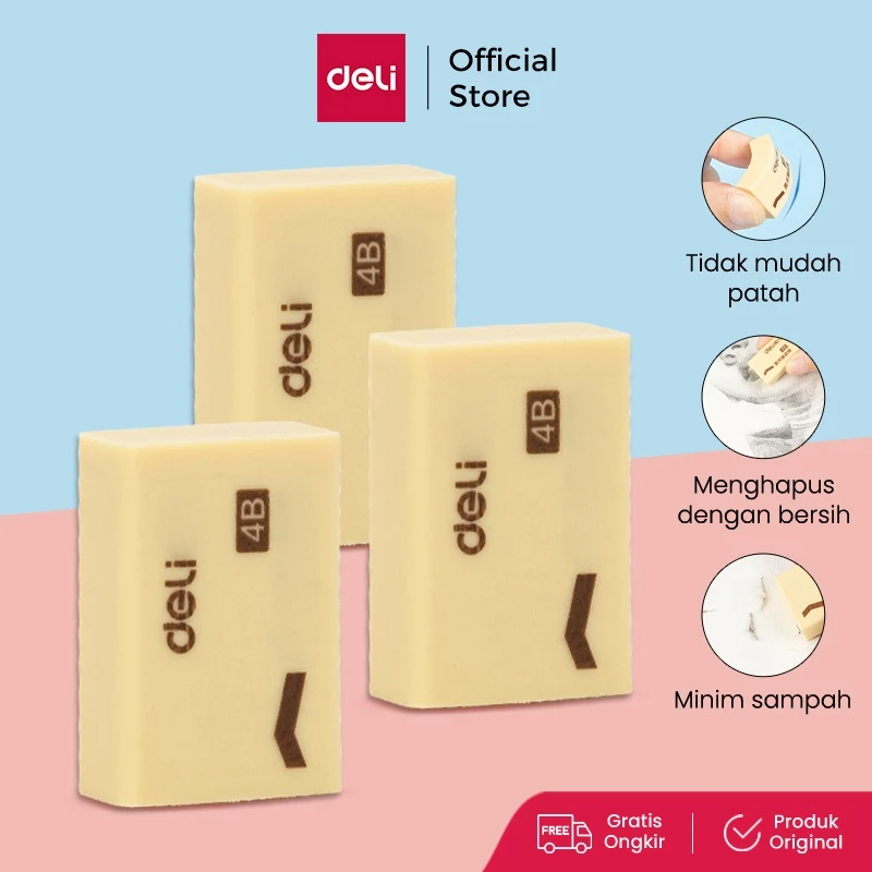 Deli Eraser / Penghapus Hapusan Penghapus 4B Tidak Mudah Patah 7544