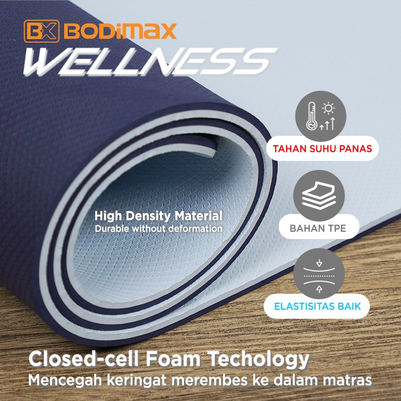 BODIMAX WELLNESS TPE Yoga Mat 8mm Matras Alas Anti Slip Tebal - Gambar 4