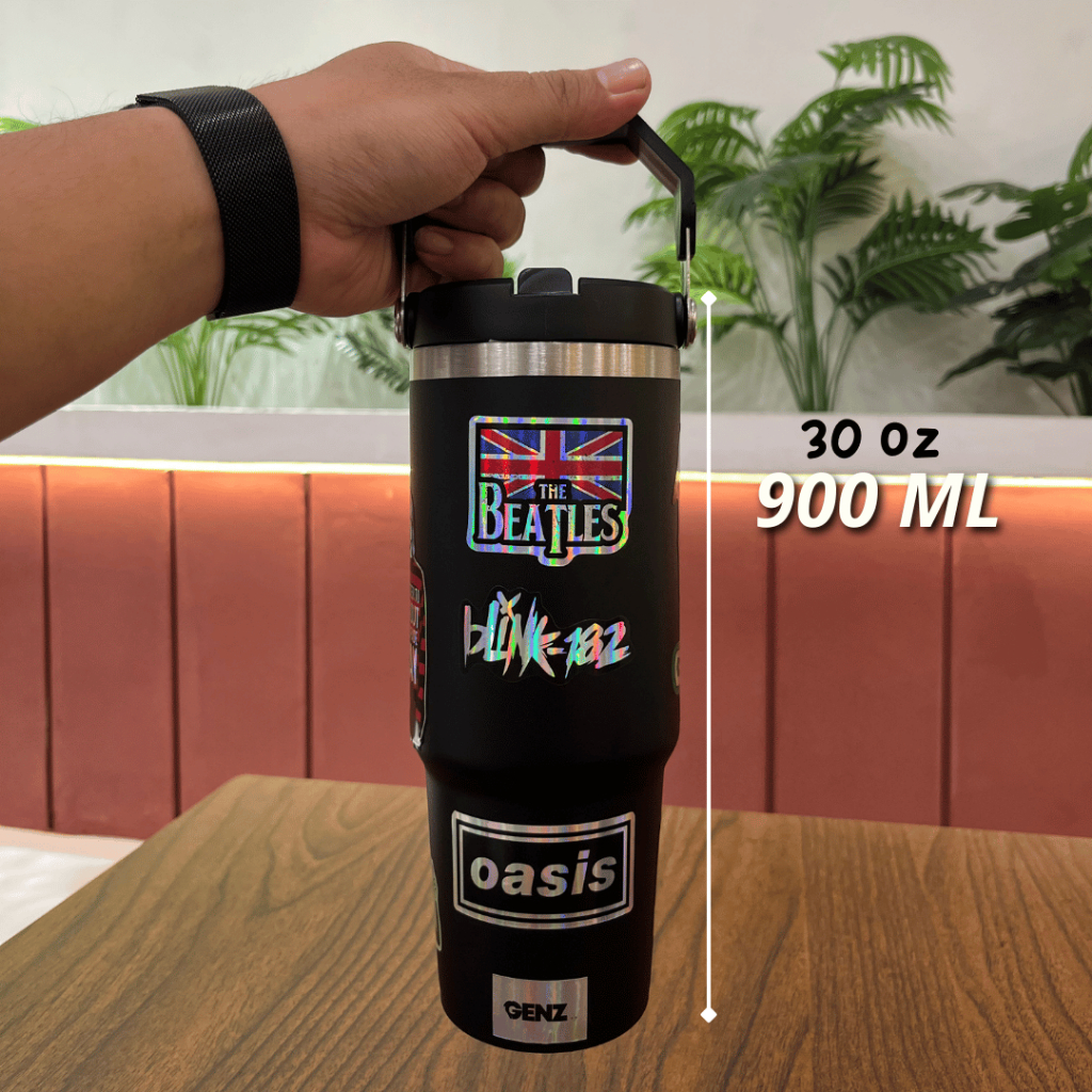 [BLACK] Tumbler Gangsta Handle Stainless Steel 900ML Vacuum Insulated 30 Oz Band Premium Quality foto 3