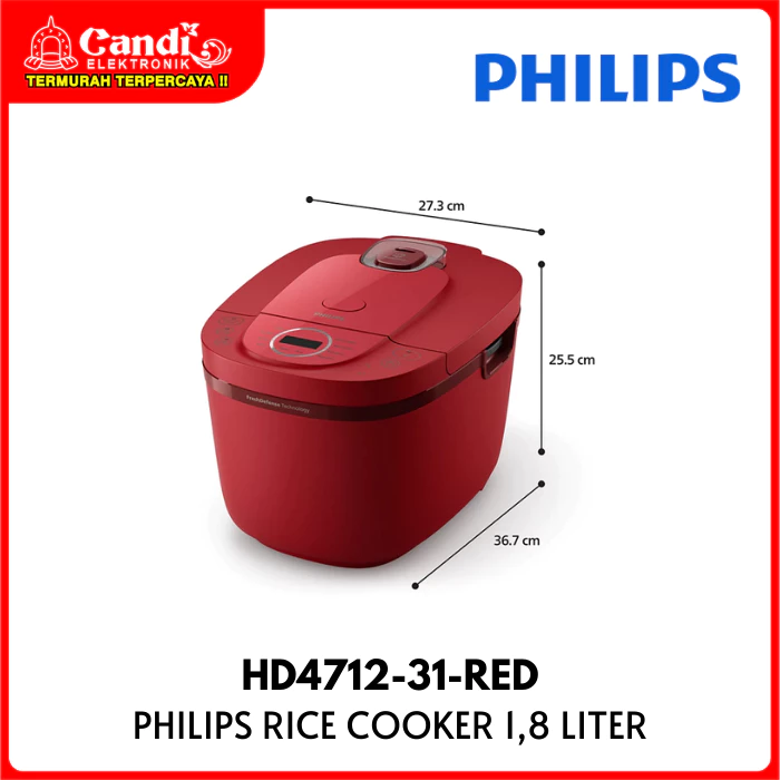 PHILIPS Rice Cooker Digital 1,8 Liter Penanak Nasi HD4712-31-RED - Gambar 4