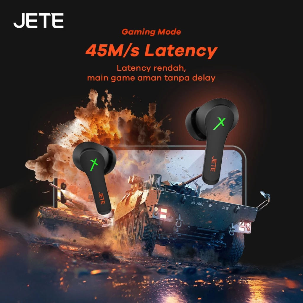 TWS Gaming JETE CEG1 Low Latency 45m/s with LED Light - Garamsi 2 Tahun - Gambar 2