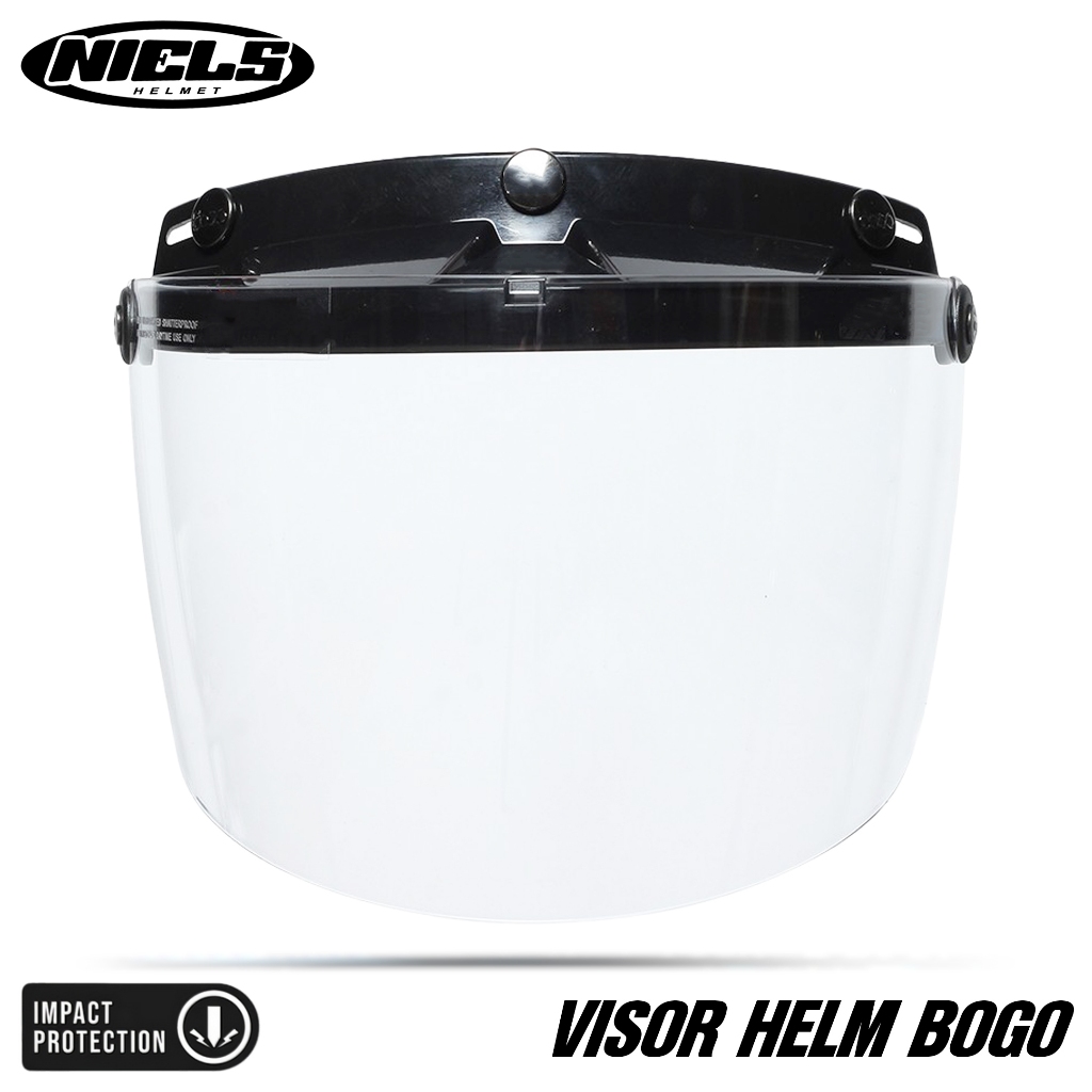 NIELS - Kaca Visor Helm Bogo Cembung Smoke / Datar Smoke Bening Silver Pelangi - Gambar 2