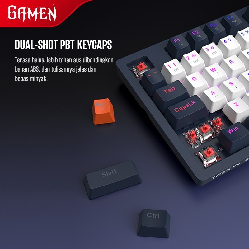 Gamen Titan 7 / VII Keyboard Gaming Mechanical Linear Switch 94 Keys RGB Light - Gambar 4