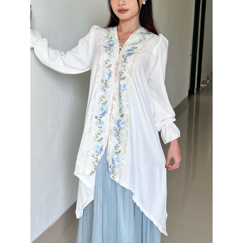 Zéa - Nara - White Korean Tunic for Nursing, Eid Dress Tunic