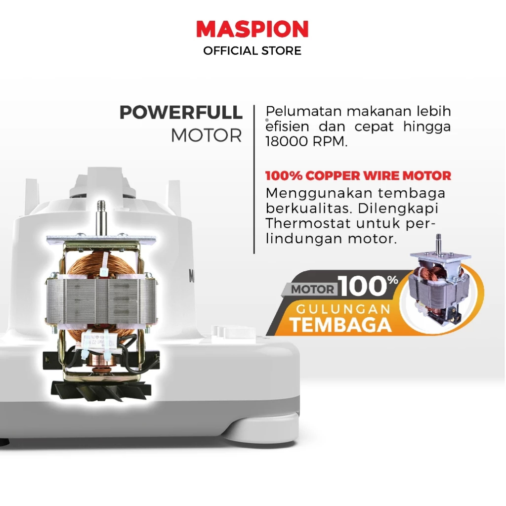Maspion Pelumat Blender with Wet Miller and Dry Miller 1 Liter MT-1273 GL - Gambar 3