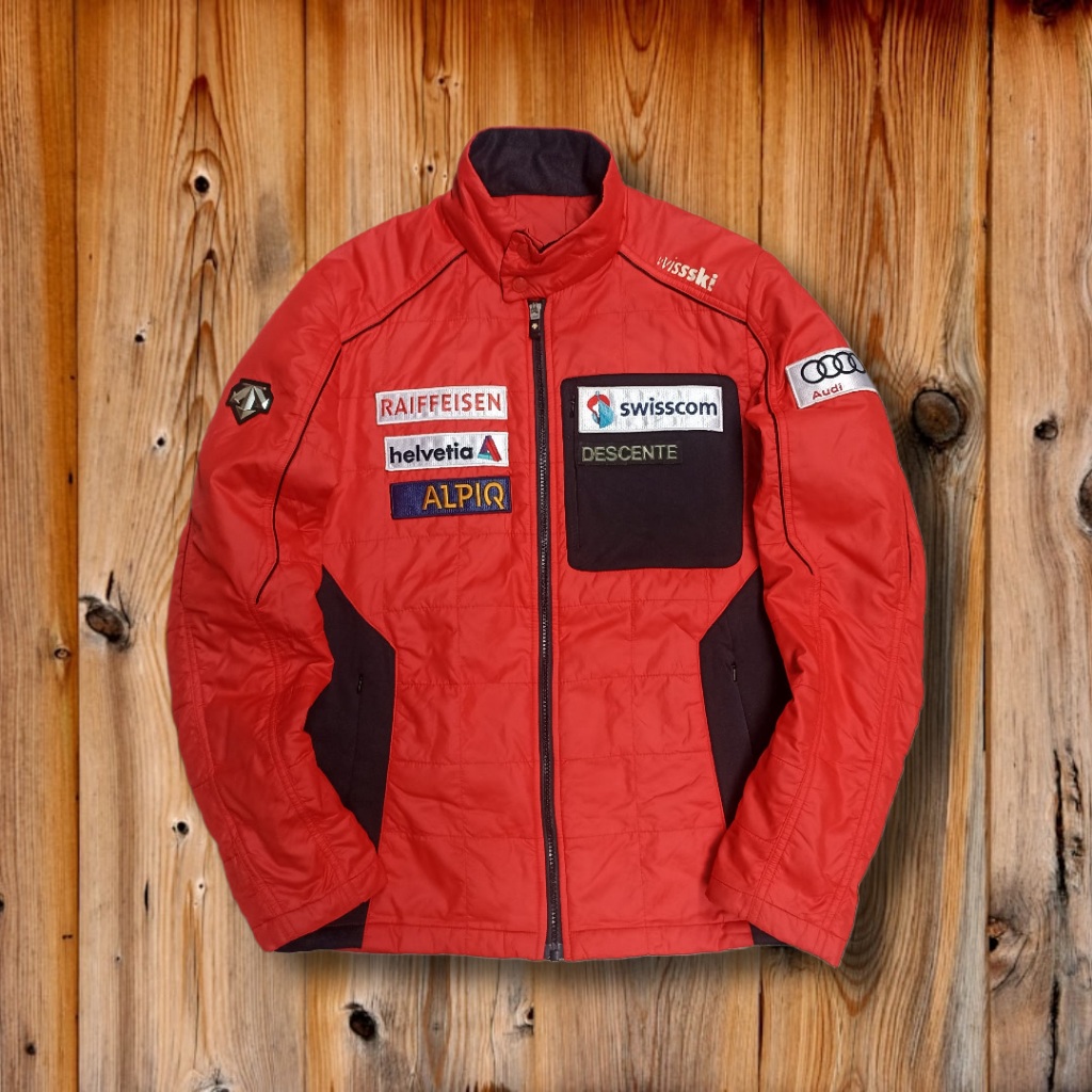 Jacket Puffer Heat Navy X Descente // Jacket Descente Patcht Sponsor ...
