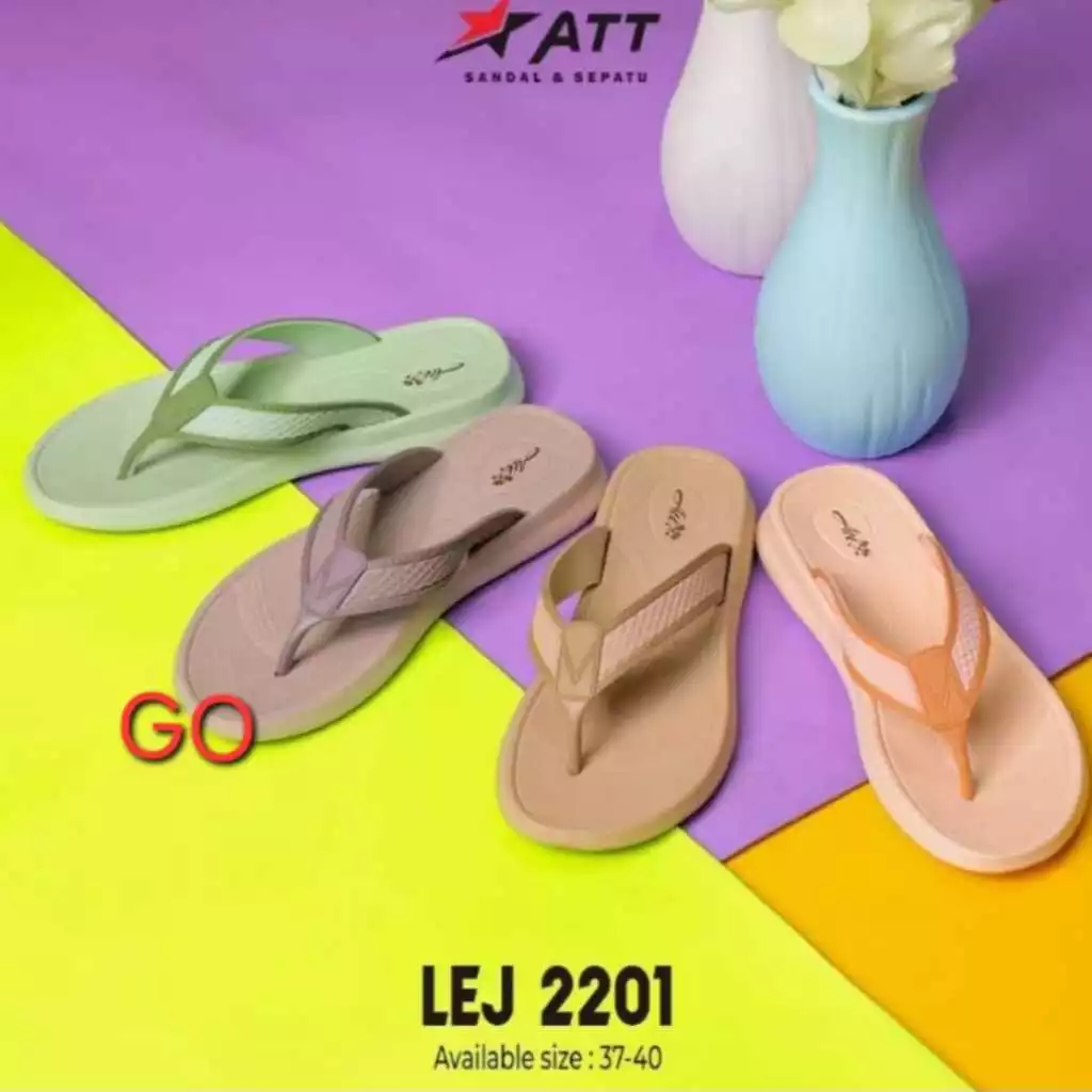 ago ATT LEJ2201 Sandal Japit Wanita Sandal Wedgest Karet Berkualitas Trendi Murah Viral