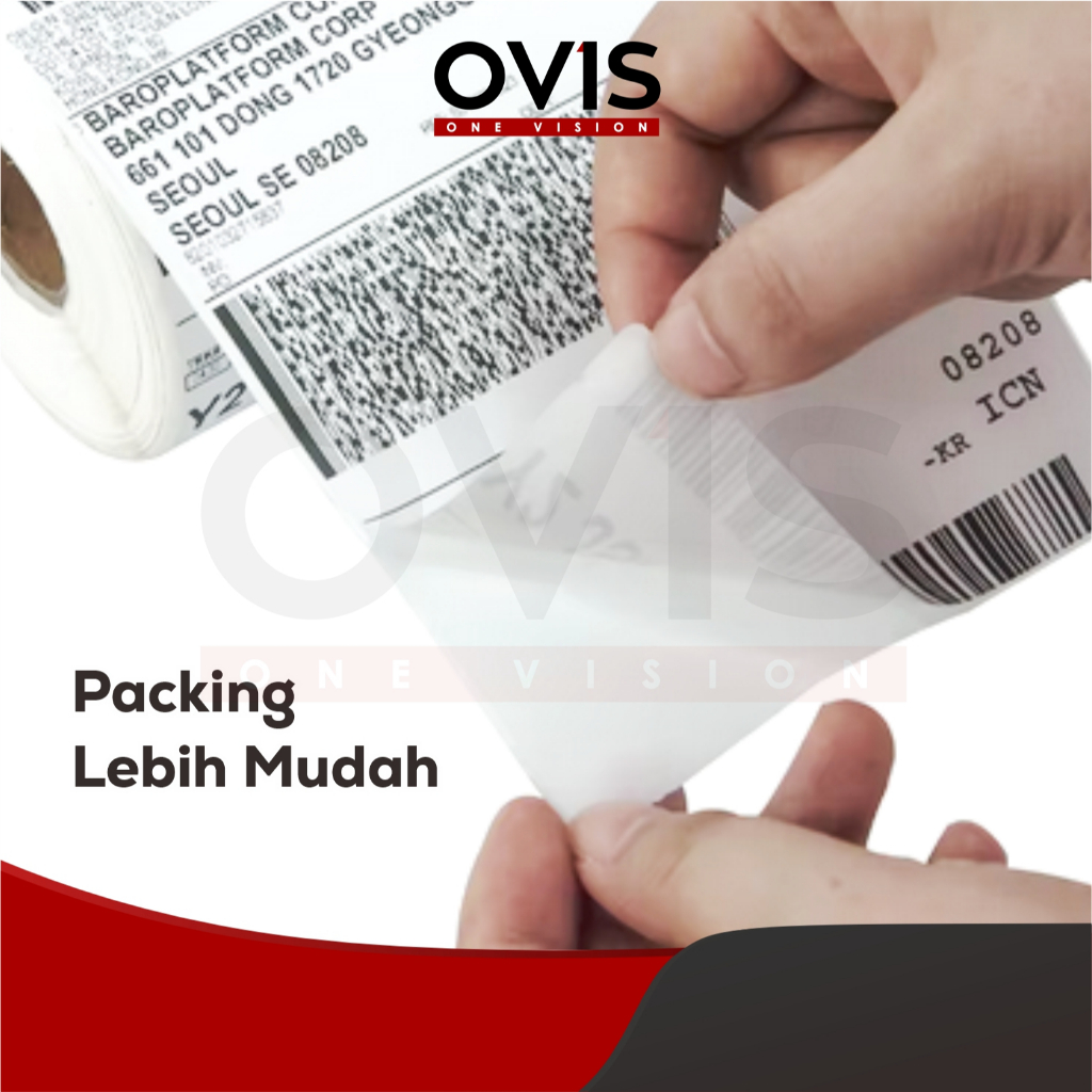 Label Stiker Resi Thermal Direct 100x150 mm OVIS Sticker Paper Kertas A6 10x15 cm Roll Lipat - Gambar 3
