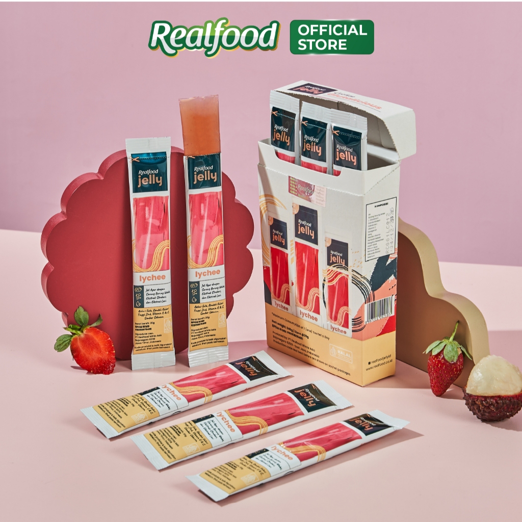BUY 12 GET 12 Realfood Jelly Lychee Glutalicious / Jelly Brightening / Beauty Jelly / Glowing Skin / Kulit Cerah / Lychee / Glutathione / Hyaluronic Acid / Vitamin C / Vitamin E / Dark Spot / Noda Gelap / Kulit Kusam / Daily Beauty Snack - Gambar 4