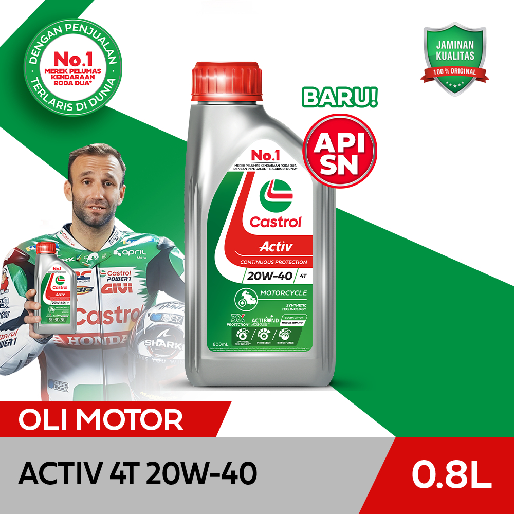 Oli Mesin Motor Castrol ACTIV 4T 20W-40 (0.8L) - Gambar 2