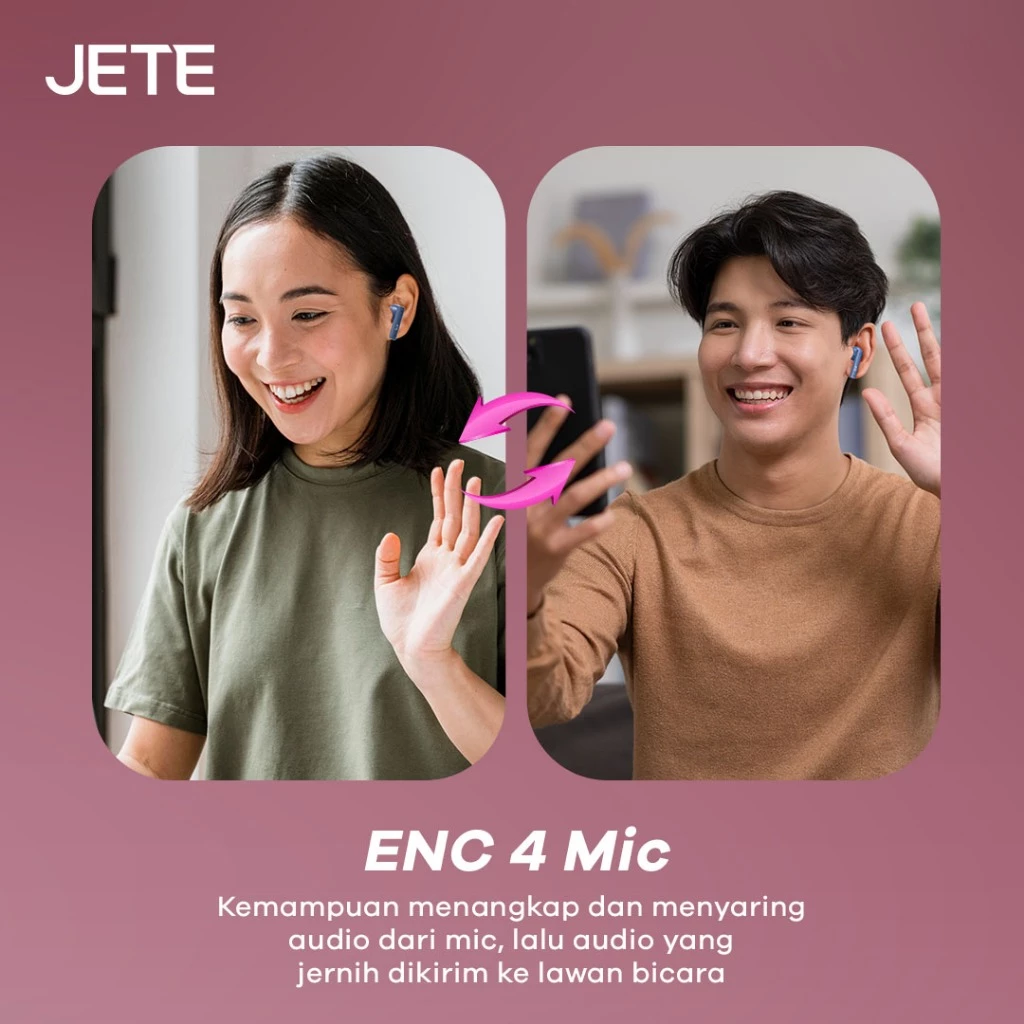 JETE T13 TWS ENC with 4 Mic Bluetooth 5.4 IPX5 Playtime 20H - Garansi 2 Tahun - Gambar 3