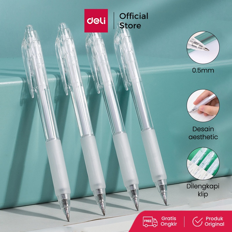 Deli Gel Pen Pulpen Gel Retractable Tinta Hitam 0.5mm A057B-01 1 pcs