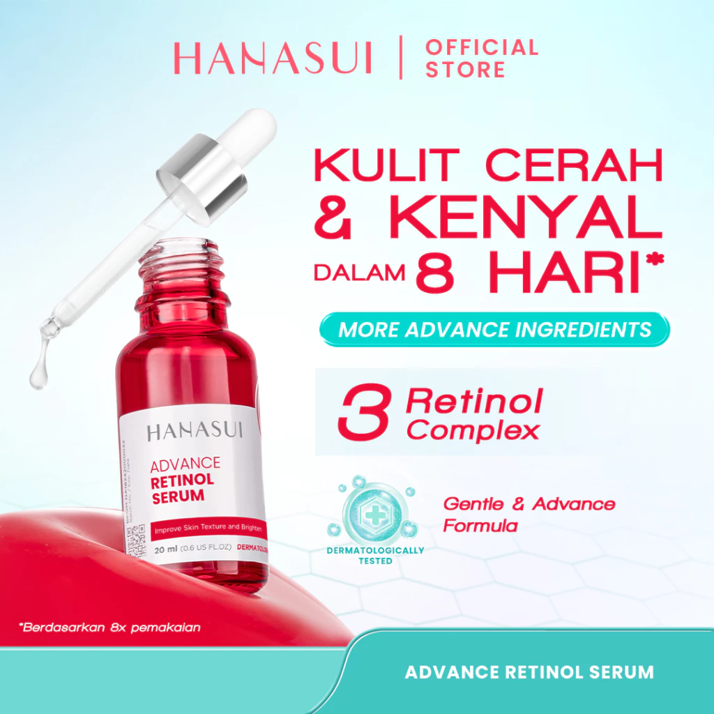 Hanasui Advance Retinol Serum - Anti Aging Serum untuk Kerutan Halus Tekstur Kulit Cerah Kenyal Encapsulated Retinol, HPR, Advance Niacinamide, 5X Ceramide