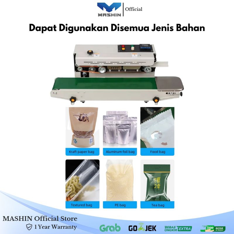 Mashin - Mesin Segel Plastik Otomatis (Continous Band Sealer) Mesin Press Sealer Multifungsi - Gambar 2