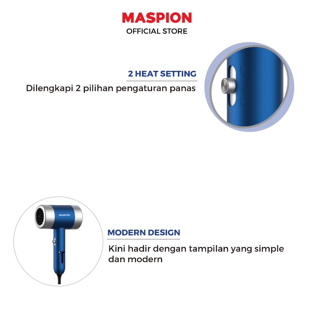 Maspion Hair Dryer Pengering Rambut Kecepatan Tinggi MHD-1036 - Gambar 4