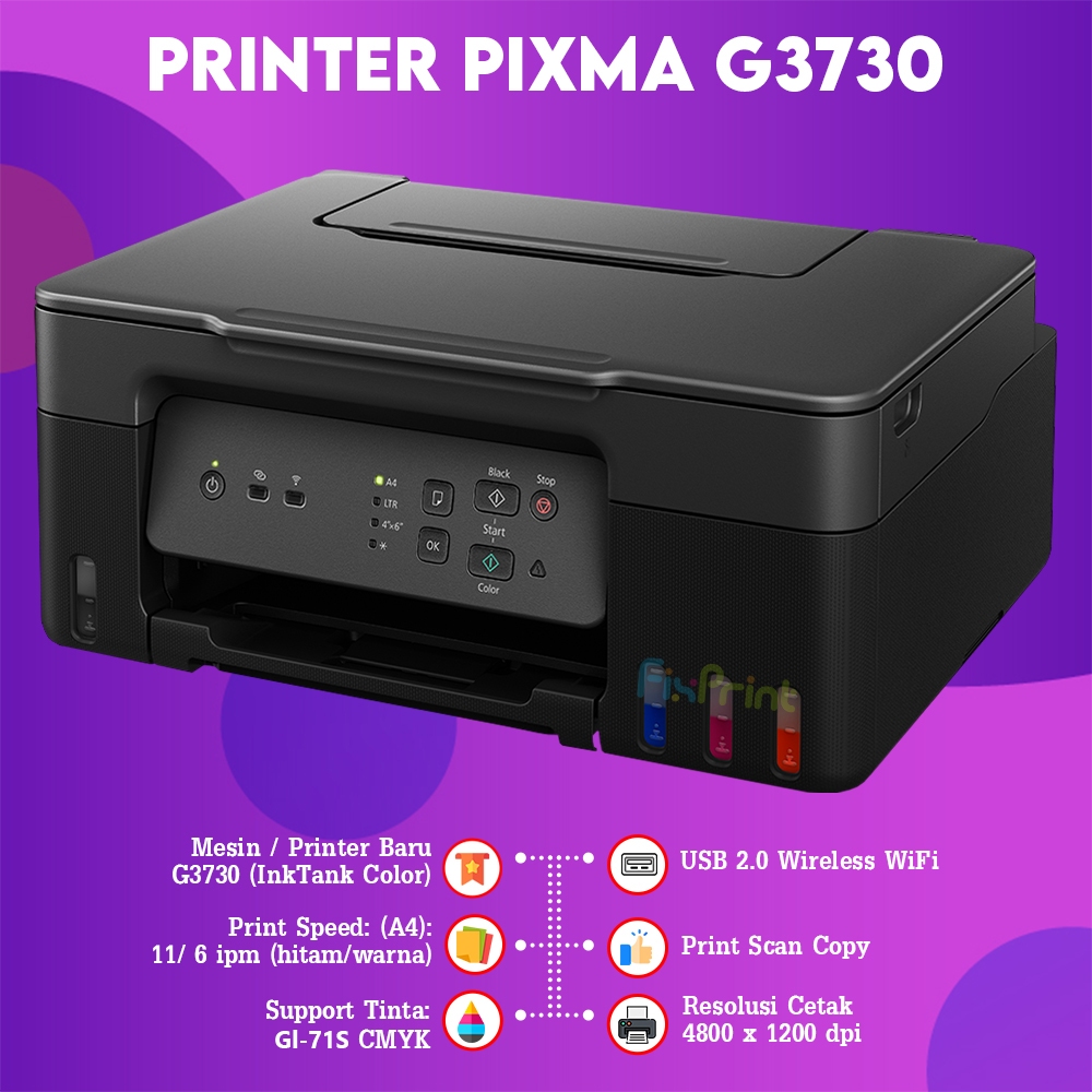 FixPrint Printer CANON PIXMA G3730 Black / Green All in One - Print Scan Copy & Wireless / G2010 G3010 G2730 All In One Series Garansi New - Gambar 4