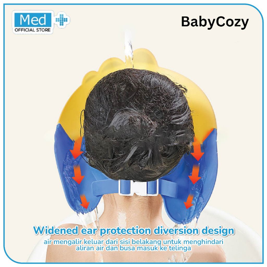 Med+ BabyCozy Topi Keramas Anak Bayi Mahkota Balita Baby Shower Cap Peralatan Mandi Anak Shampoo Pelindung Mandi Rambut - Gambar 3