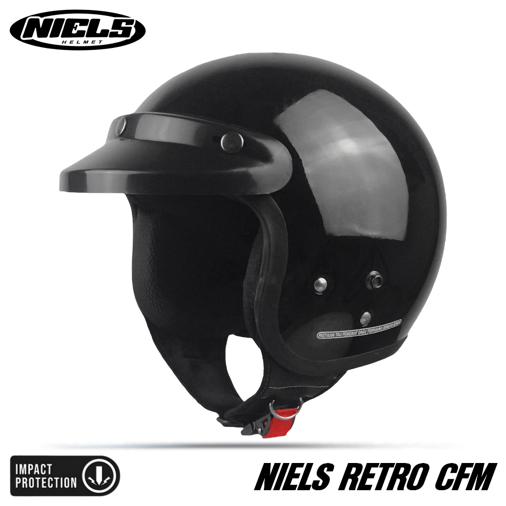 NIELS - Helm Bogo Retro Polos Dewasa Kaca Datar / Kaca Cembung SNI Motorcycle - Gambar 3