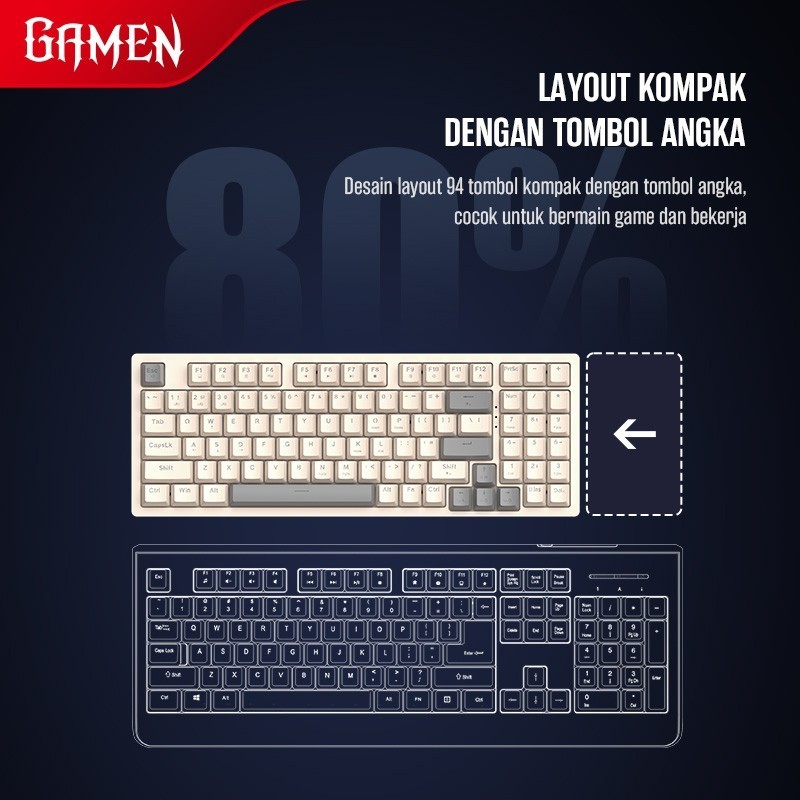 Gamen Titan 7 / VII Keyboard Gaming Mechanical Linear Switch 94 Keys RGB Light - Gambar 3